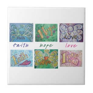 Carreau En Céramique Faith Hope Love Angel Word Tile Cadeau