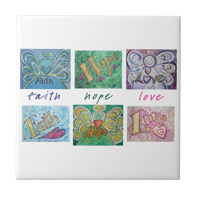 Carreau En Céramique Faith Hope Love Angel Word Tile Cadeau (Devant)