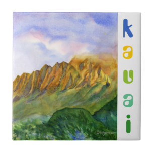 Carreau En Céramique Falaises Kauai Hawaï de lever de soleil