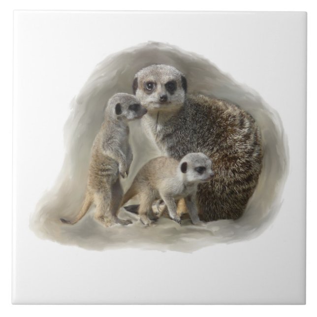 Carreau En Céramique famille de meerkat (Devant)