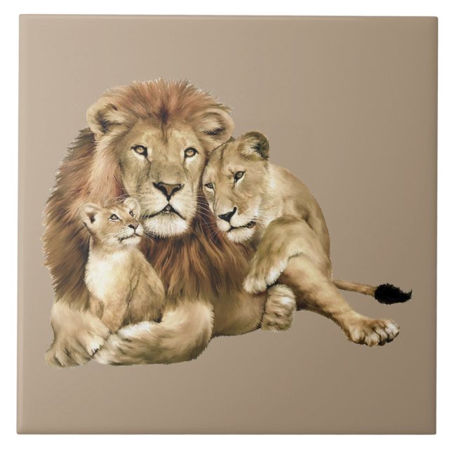 Carreau En Céramique Famille Lion (Devant)