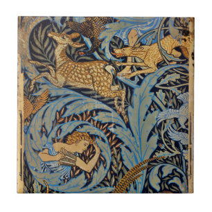 Carreau En Céramique Faunes avec cerf et poules sur vigne"