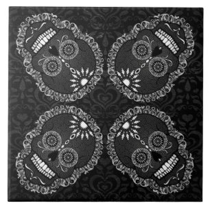 Carreau En Céramique Feliz Muertos - tuile de fête de motif de crâne de