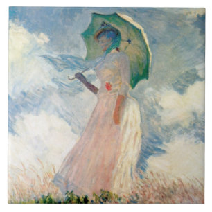 Carreau En Céramique Femme avec Parasol Promenade Monet