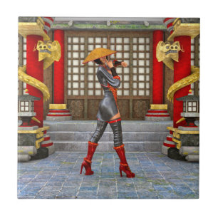 Carreau En Céramique Femme de bataille asiatique