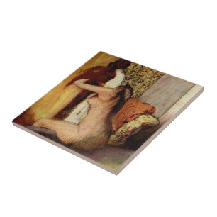 Carreau En Céramique Femme Qui Sèche Le Cou