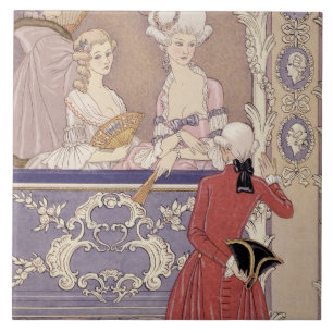 Carreau En Céramique Femmes dans une boîte de théâtre, illustration