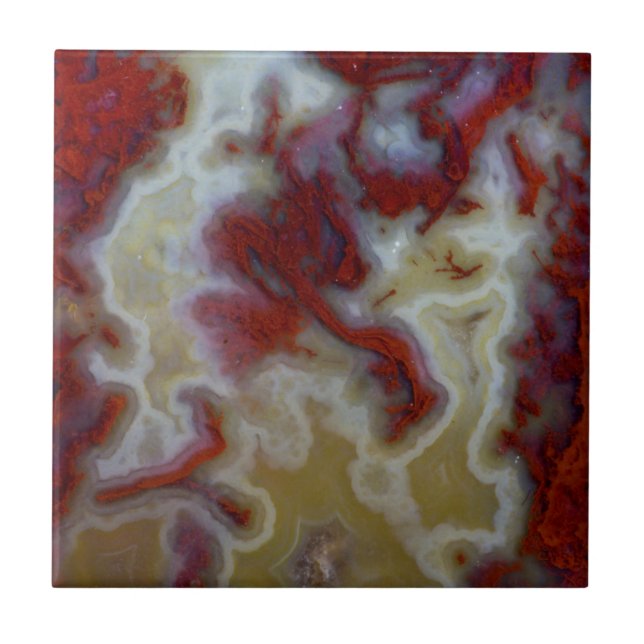 Carreau En Céramique Fermer la dalle d'Agate de la mousse rouge (Devant)