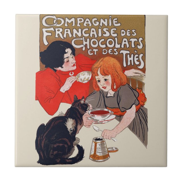 Carreau En Céramique Fête du chocolat français Steinlen Art (Devant)