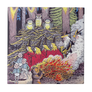 Carreau En Céramique Feu de Halloween avec l'ours et les "brownie"