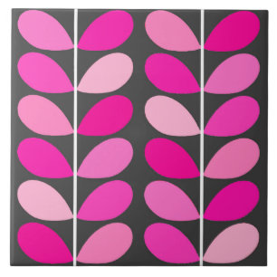 Carreau En Céramique Feuille danois de la moitié du siècle, rose