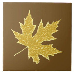 Carreau En Céramique Feuille de chêne - brun clair et marron