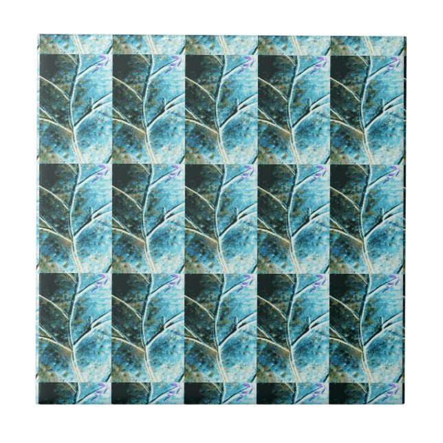 Carreau En Céramique feuille de cuivre verdigris (Devant)