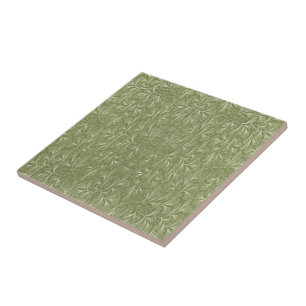 Carreau En Céramique Feuille de ginkgo biloba sur le vert sauge