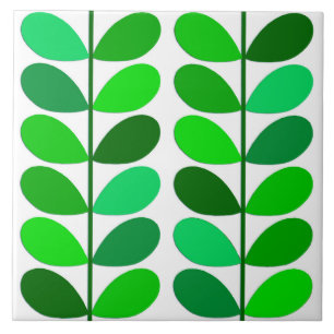 Carreau En Céramique Feuille de la moitié du siècle, émeraude et vert