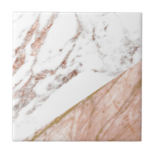 Carreau En Céramique Feuille d'or rose au-dessus de marbre