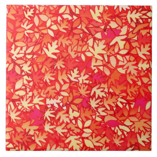 Carreau En Céramique Feuilles d'automne, corail orange
