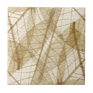 Carreau En Céramique Feuilles en dentelle beige crème pâle