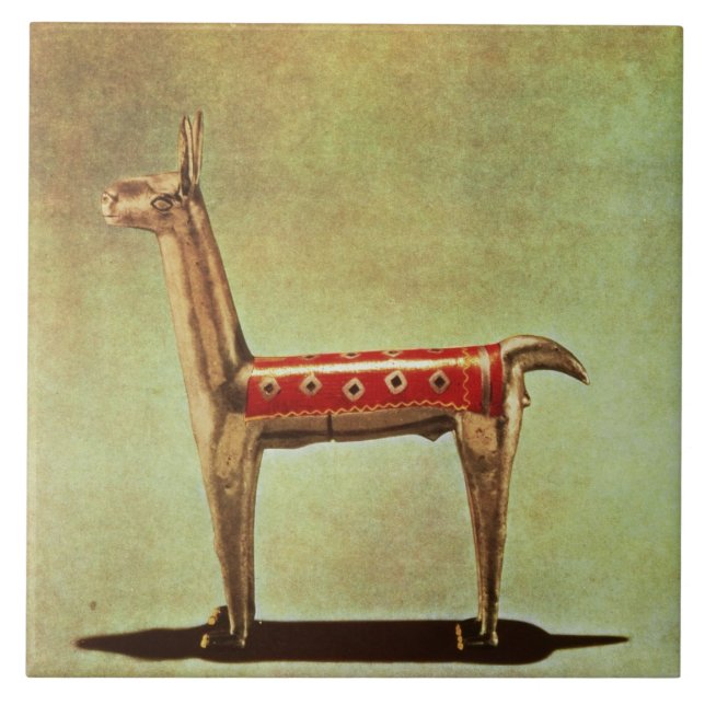Carreau En Céramique Figurine argentée de lama, du Pérou, après 1438 (Devant)