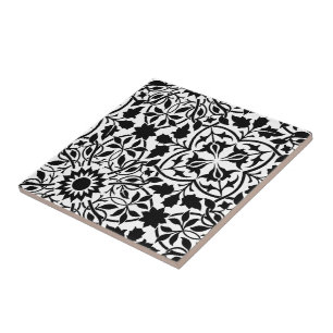 Carreau En Céramique Filigre noir et blanc