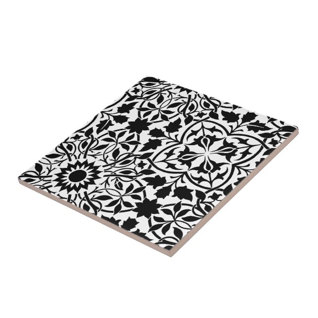 Carreau En Céramique Filigre noir et blanc (Côté)