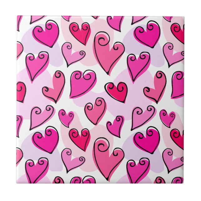 Carreau En Céramique Fille Coeurs Roses Cute Romantic Valentines Day (Devant)