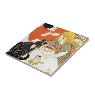 Carreau En Céramique Fille et chat, Alexandre Steinlen