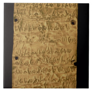 Carreau En Céramique Fine couche d'or avec l'inscription phénicienne,