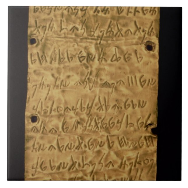 Carreau En Céramique Fine couche d'or avec l'inscription phénicienne, (Devant)