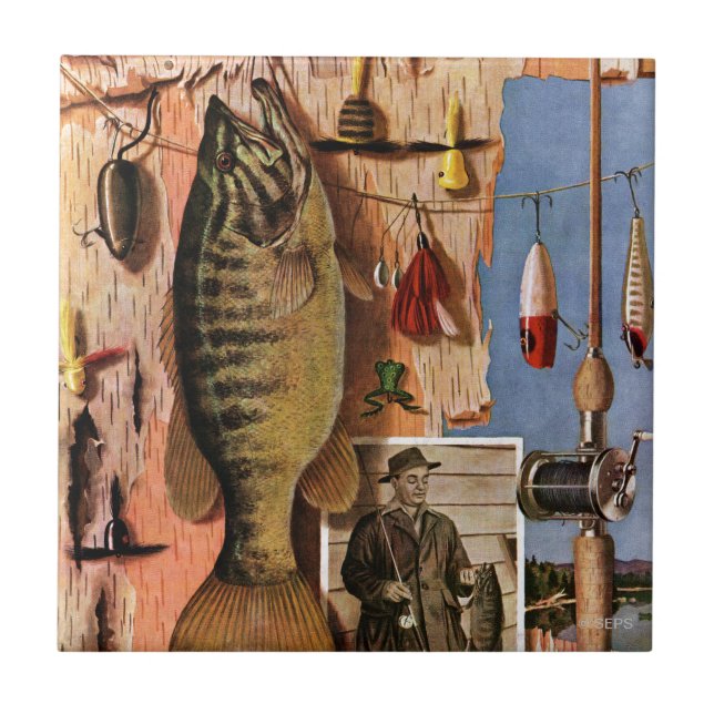 Carreau En Céramique Fishing Still Life par John Atherton (Devant)