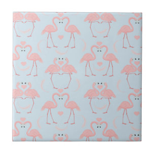 Carreau En Céramique Flamant rose amusant rose et bleu