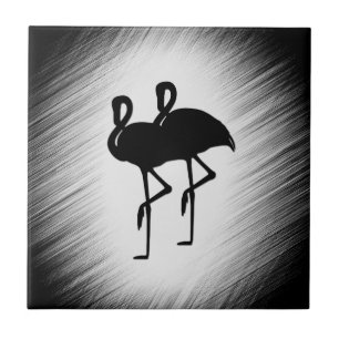 Carreau En Céramique Flamant rose noir et blanc