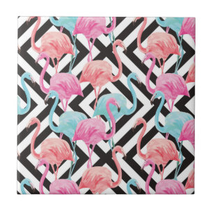 Carreau En Céramique Flamants roses sur le Motif de conception en gras