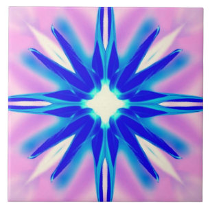 Carreau En Céramique fleur bleue sur tuile rose