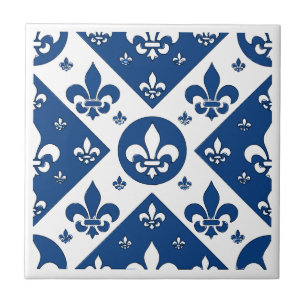 Carreau En Céramique Fleur De Lis Bleu