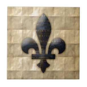 Carreau En Céramique Fleur de Lis Bronze Tan