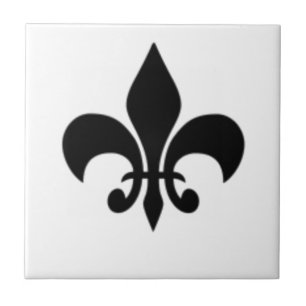Carreau En Céramique Fleur De Lis Noir Et Blanc