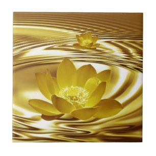 Carreau En Céramique Fleur de lotus d'or