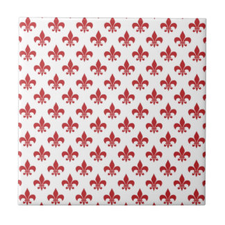 Carreau En Céramique Fleur de lys rouge et blanc