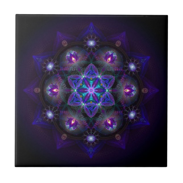 Carreau En Céramique Fleur de mandala de la vie (Devant)