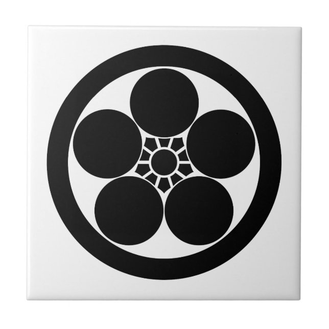 Carreau En Céramique Fleur de prune de style Umebachi en cercle (Devant)