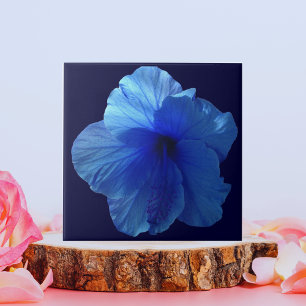 Carreau En Céramique Fleur d'Hibiscus bleu