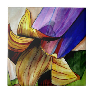 Carreau En Céramique Fleur Fritillaire violet couleur d'origine art