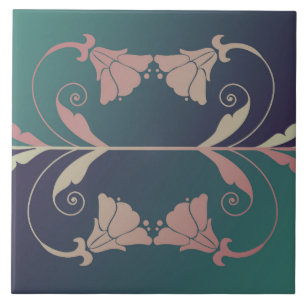 Carreau En Céramique Fleur fuschia Art nouveau