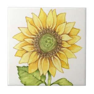 Carreau En Céramique Fleur jaune heureuse de tournesol mignon d'été