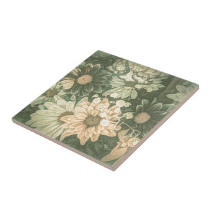 Carreau En Céramique fleur sauvage de marguerite d'été bohème
