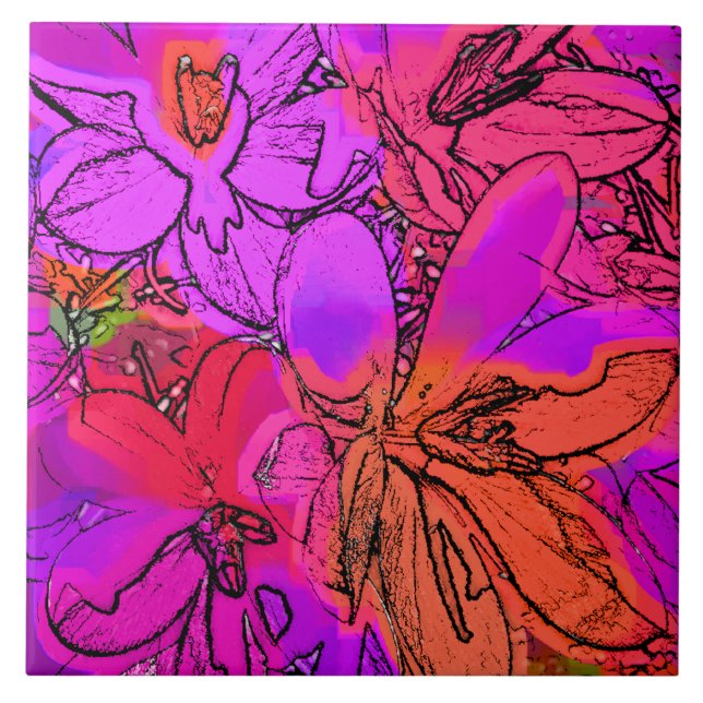 CARREAU EN CÉRAMIQUE FLEURS (Devant)