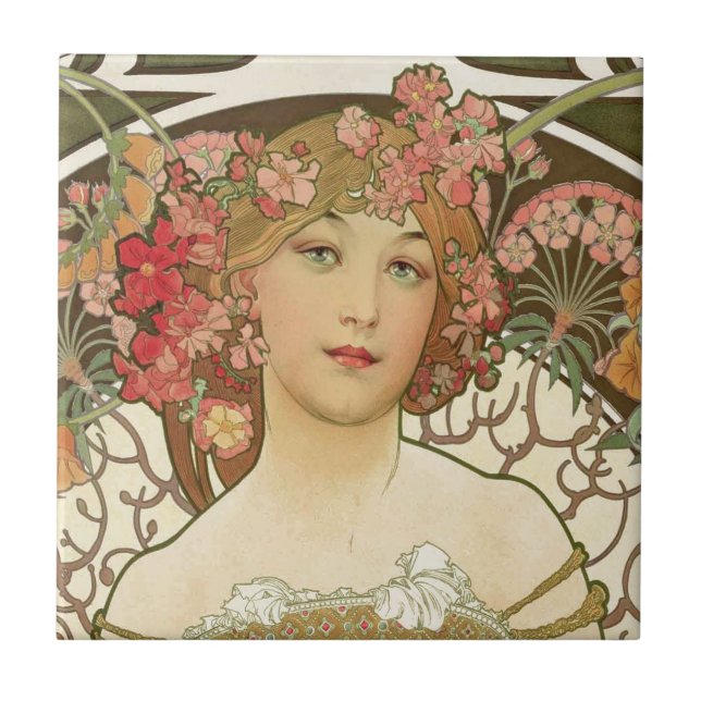 Carreau En Céramique Fleurs dans ses cheveux (Devant)