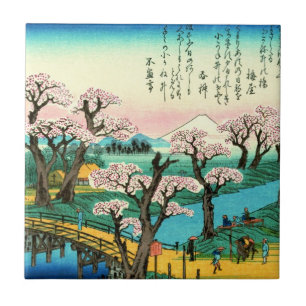 Carreau En Céramique Fleurs de cerisiers et mont Fuji 1838