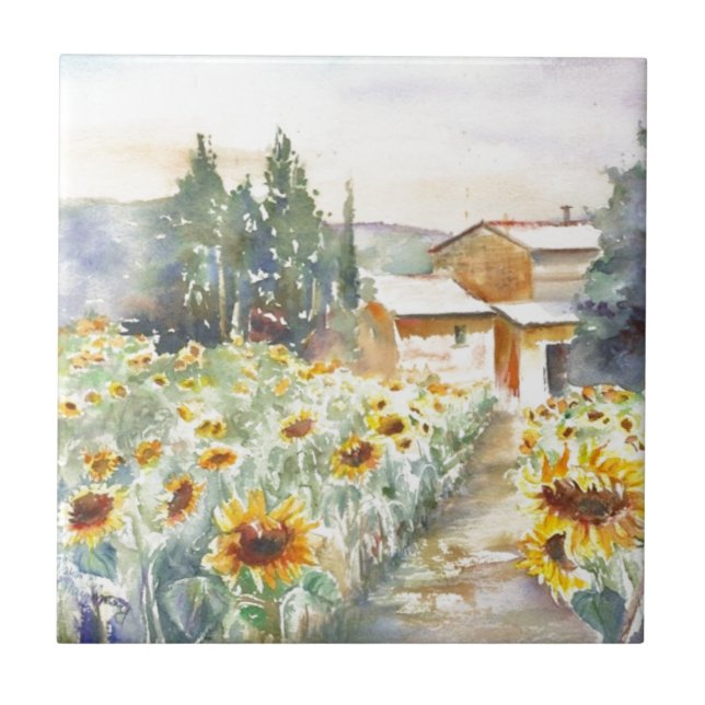 Carreau En Céramique Fleurs De Soleil En Provence (Devant)
